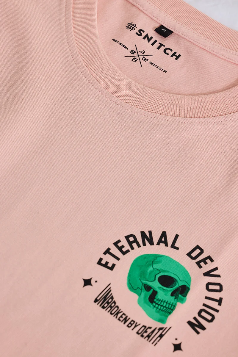 SNITCH Eternal Light Pink Graphic Print Slim Fit T-Shirt